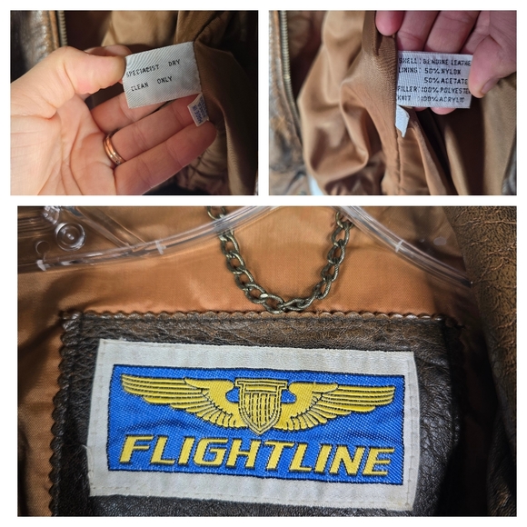 Vintage Leather Flying Mens Medium Jacket Brown Aviator Military Bomber Flight - Picture 15 of 16